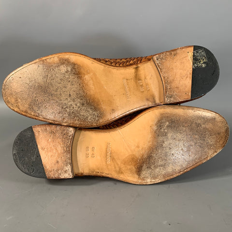 MAGNANNI Size 10 Brown Woven Leather Loafers