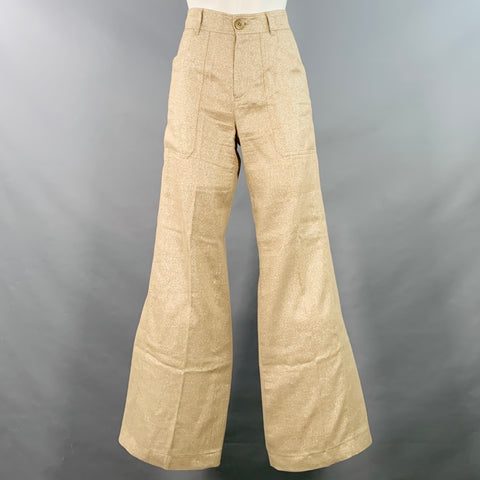 PHILIPPE ADEC Size 2 Gold Beige Linen Blend Wide Leg Dress Pants
