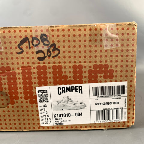 CAMPER Size 9.5 White Leather  Lace Up Shoes