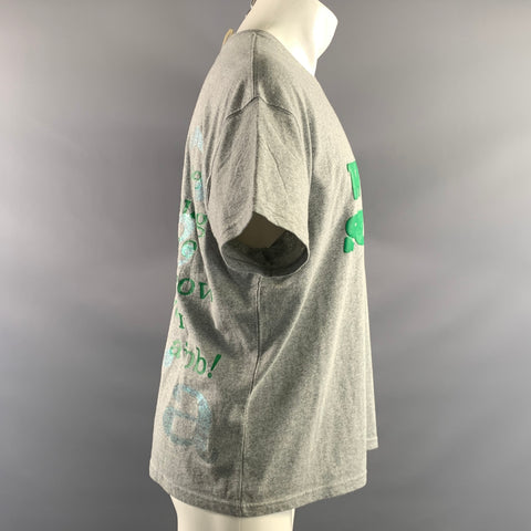 ADVISORY BOARD CRYSTALS Size M Grey Green Letters Cotton Crew Neck T shirt