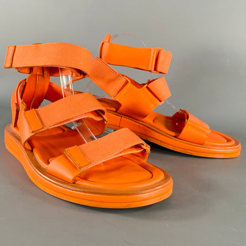 CALVIN KLEIN COLLECTION Size 12 Orange Leather Straps Sandals