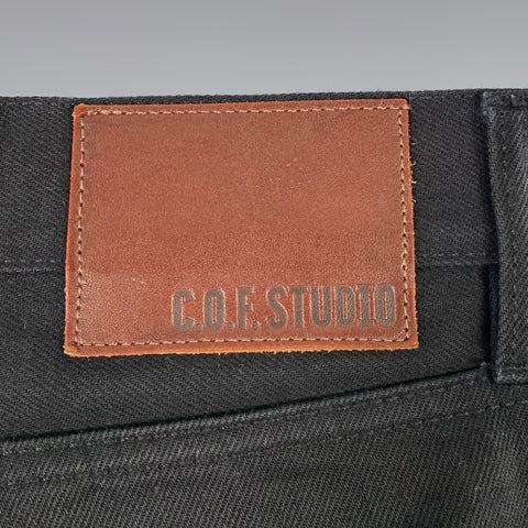 C.O.F. STUDIO Size 30 Black Twill Cotton Tapered Five Pockets Jeans