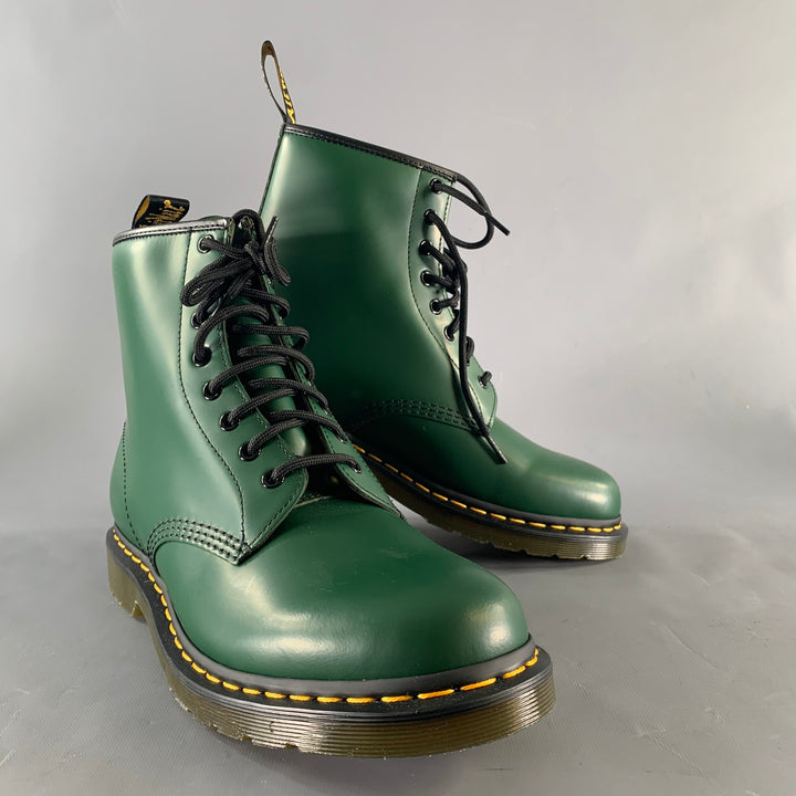 DR. MARTENS Size 11 Green Leather Lace Up Boots