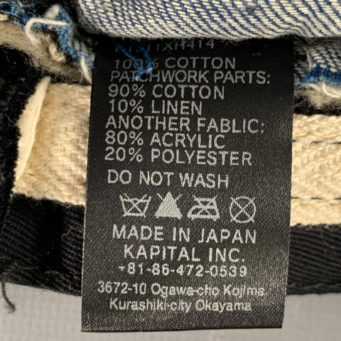 KAPITAL Size 7 1/2 Indigo Mixed Fabrics Patchwork Cotton Hat