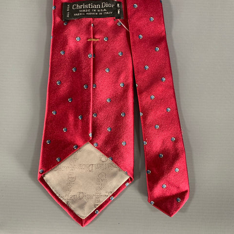 CHRISTIAN DIOR Burgundy Navy Dots Silk Tie
