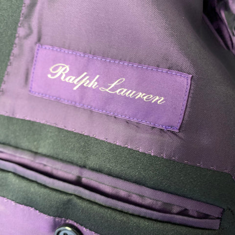 RALPH LAUREN Chest Size 46 Regular Navy Black Jacquard Cotton Silk Sport Coat