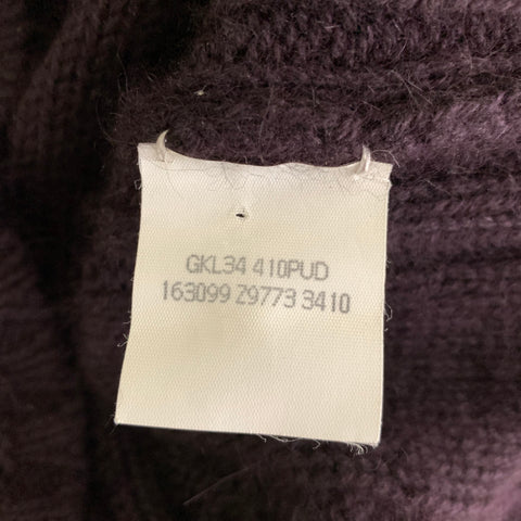 GUCCI Size L Burgundy Cable Knit Angora silk Crew Neck Sweater