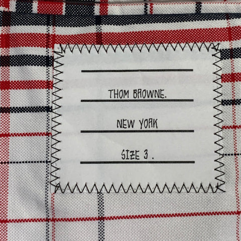 THOM BROWNE Size 42 Navy White Red Plaid Wool Mohair Silk Suit