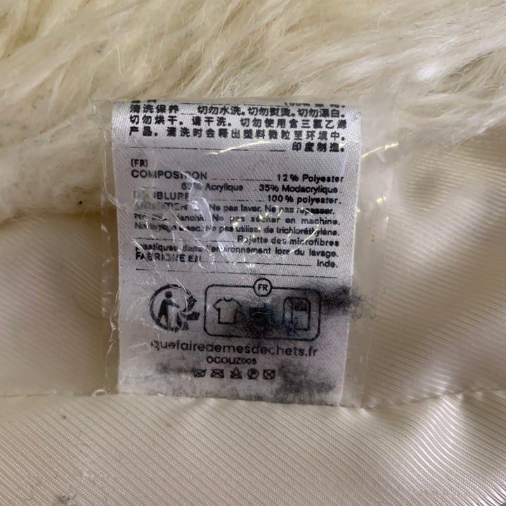 THE FRANKIE SHOP Size M/L Off White Modacrylic Blend Faux Fur Notch Lapel Coat