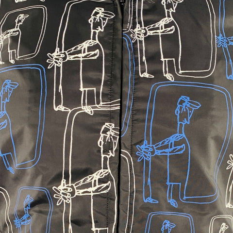 COMME des GARCONS 2014 Size XS Black White Blue Cartoon Nylon Jacket