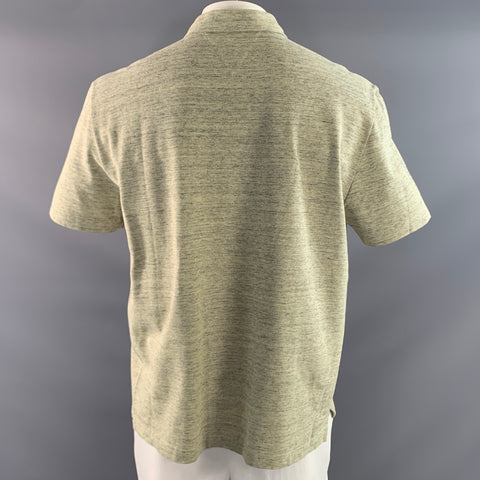 BOTTEGA VENETA Size L Green Grey Heather Cotton Buttoned Polo