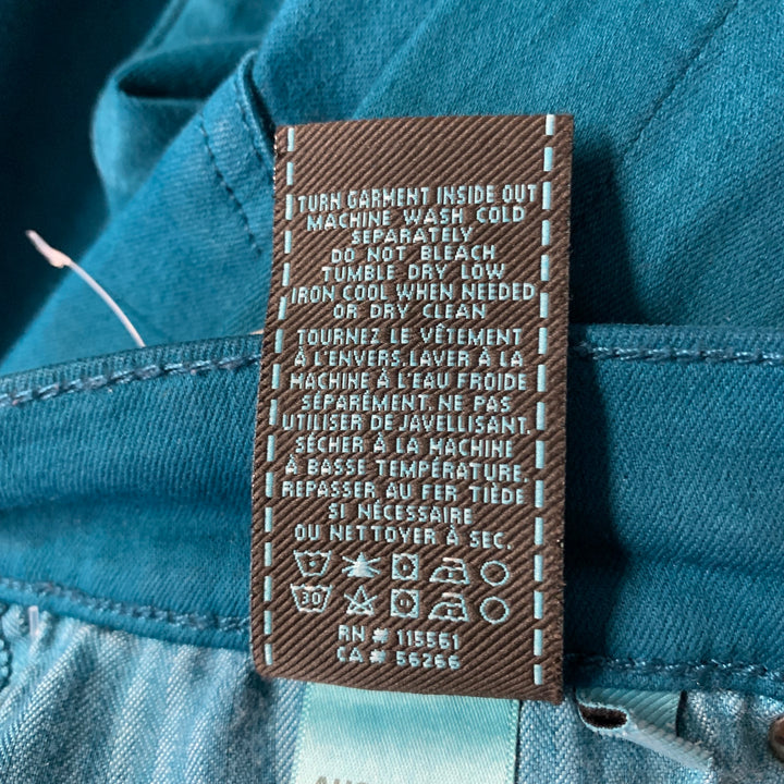 FOR ALL 7 MANKIND Size 30 Teal Cotton Denim Slim Pants