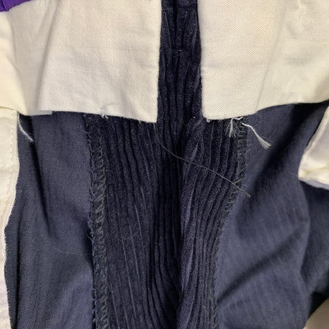 RALPH LAUREN Pantalon décontracté plissé en velours côtelé de coton, taille L, bleu marine