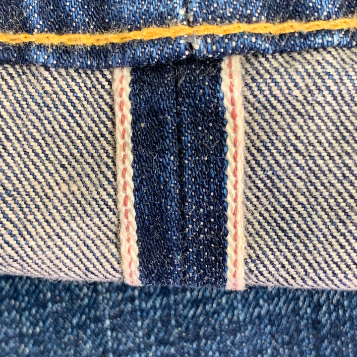 RRL by RALPH LAUREN Size 34 Blue Cotton Selvedge Denim Twill Straight Button Fly Jeans