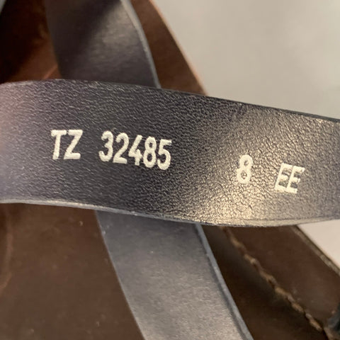 SALVATORE FERRAGAMO Size 8 Navy Brown Leather Strappy Sandals