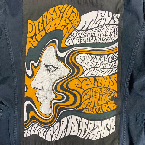 DRIES VAN NOTEN Size 38 Navy Beige White Graphic Cotton Jacket