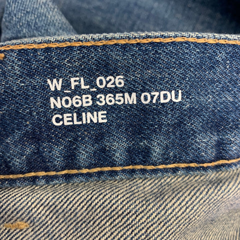 CELINE Size 26 Blue Cotton Distressed Boot Cut Jeans