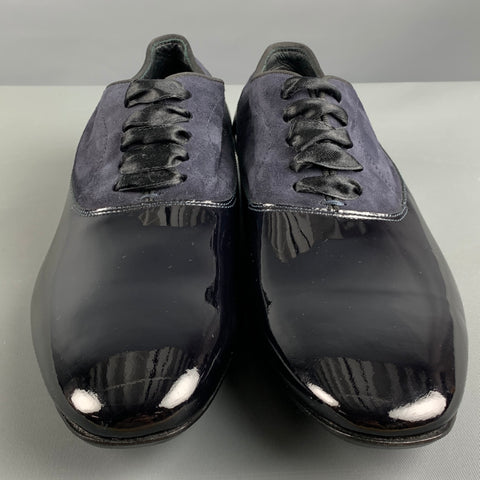 PAUL SMITH Size 7 Black Mixed Materials Suede Tuxedo Lace Up Shoes
