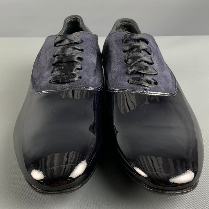 PAUL SMITH Taille 7 Chaussures à lacets de smoking en daim noir à matériaux mélangés