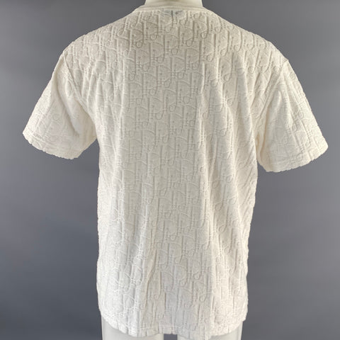 DIOR Size M White Logo Cotton Short Sleeve Shirt