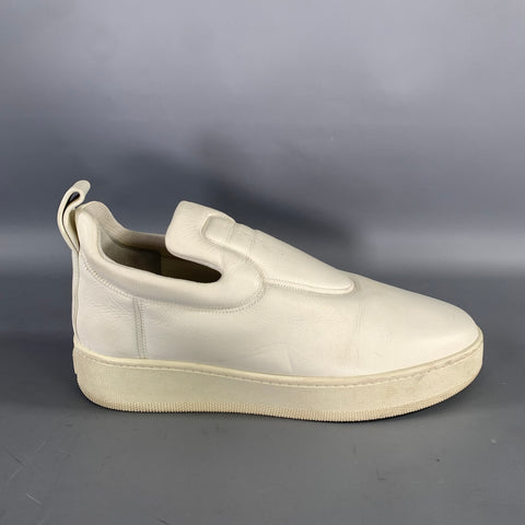 CELINE Size 12 White Leather Platform Flats