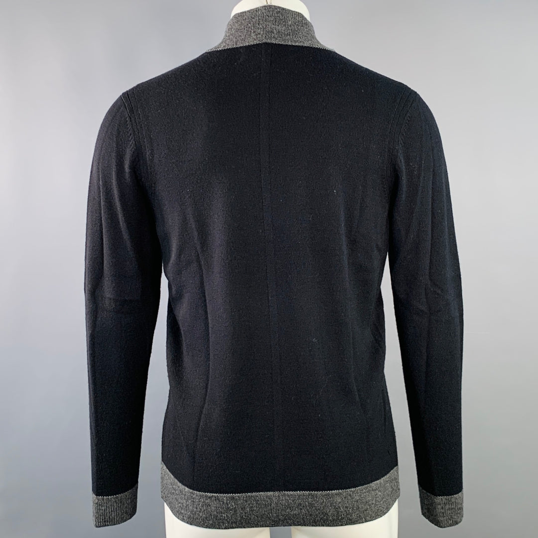 RAG & BONE Size M Black Grey Knit Wool Blend V-Neck Pullover