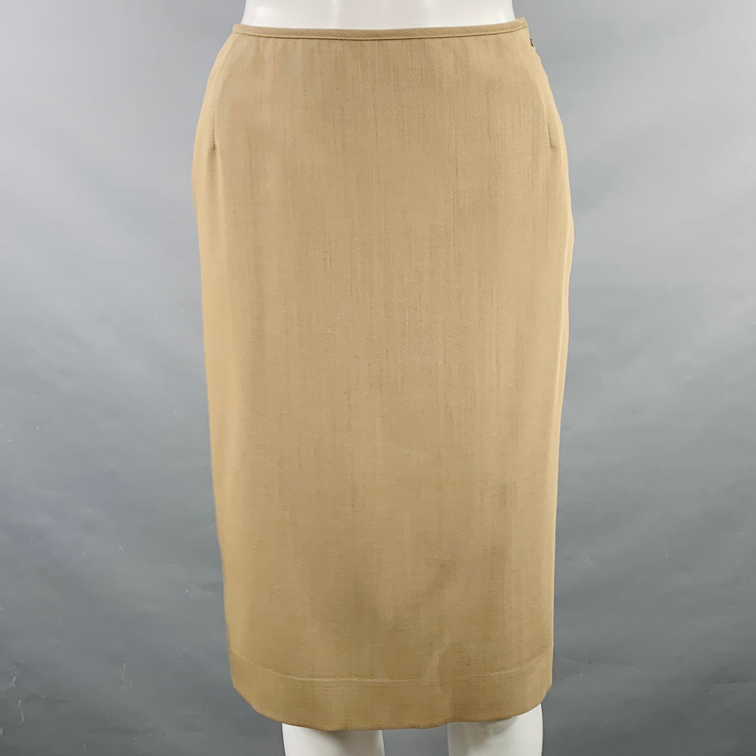 JEAN PAUL GAULTIER Size 6 Beige Wool Single Breasted Skirt Suit