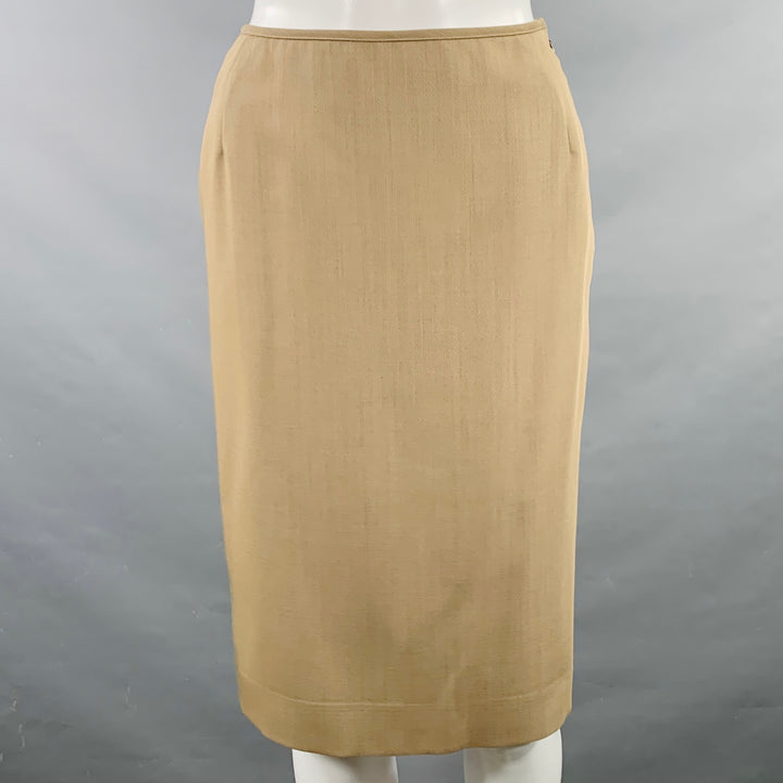 JEAN PAUL GAULTIER Size 6 Beige Wool Single Breasted Skirt Suit