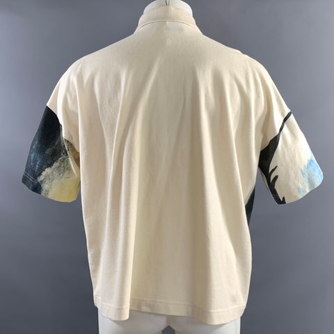 JW ANDERSON SS2021 Size M Cream Multi Color Graphic Cotton Short Sleeve Polo