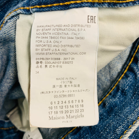 MAISON MARGIELA Size 34 Blue Cotton Button Fly Jeans