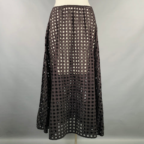 SOLID & STRIPED Size L Black Cotton Eyelet A-Line Skirt