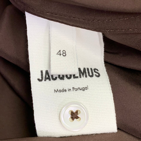 JACQUEMUS LA MONTAGNE Size S Brown Viscose Satin Spread Collar Long Sleeve Shirt