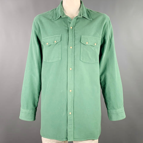 WYTHE VALLEY RANCH Size XXL Green Cotton Western Long Sleeve Shirt