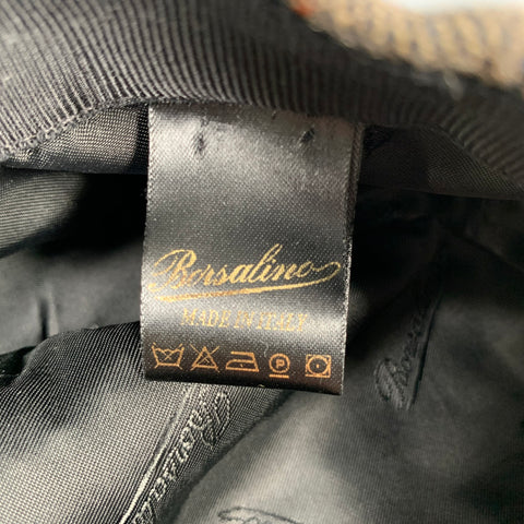 BORSALINO Size XL Beige Brown Glenplaid Wool Hats