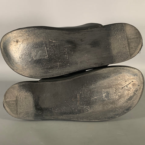 CARVEN Size 10 Black Leather Lambskin Slippers Flats