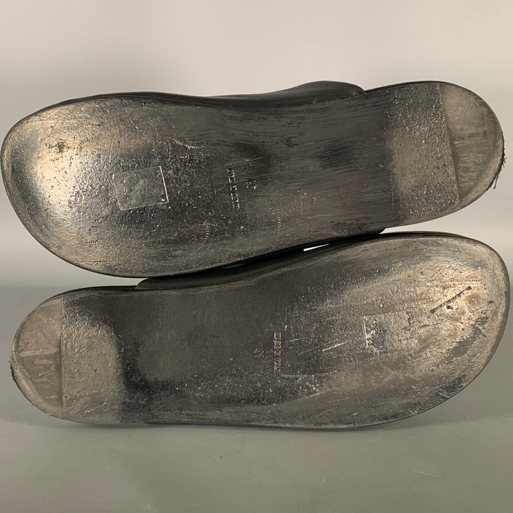 CARVEN Size 10 Black Leather Lambskin Slippers Flats