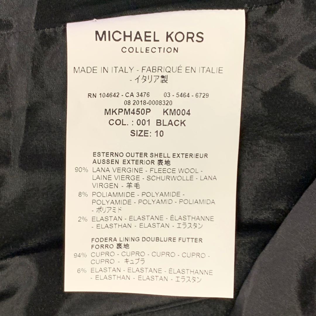 MICHAEL KORS COLLECTION Size 10 Black Wool Blend Studded Ruffle Sleeve Shift Dress