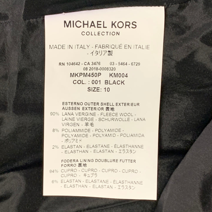 MICHAEL KORS COLLECTION Size 10 Black Wool Blend Studded Ruffle Sleeve Shift Dress