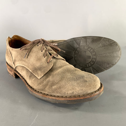 FLORENTINI + BAKER Eternity 706 Derby Size 8.5 Grey Khaki Leather Derby Lace Up Shoes