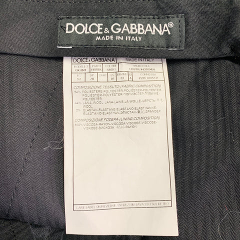 DOLCE & GABBANA Size 42 Black Grey Pinstripe Polyester Blend Suit