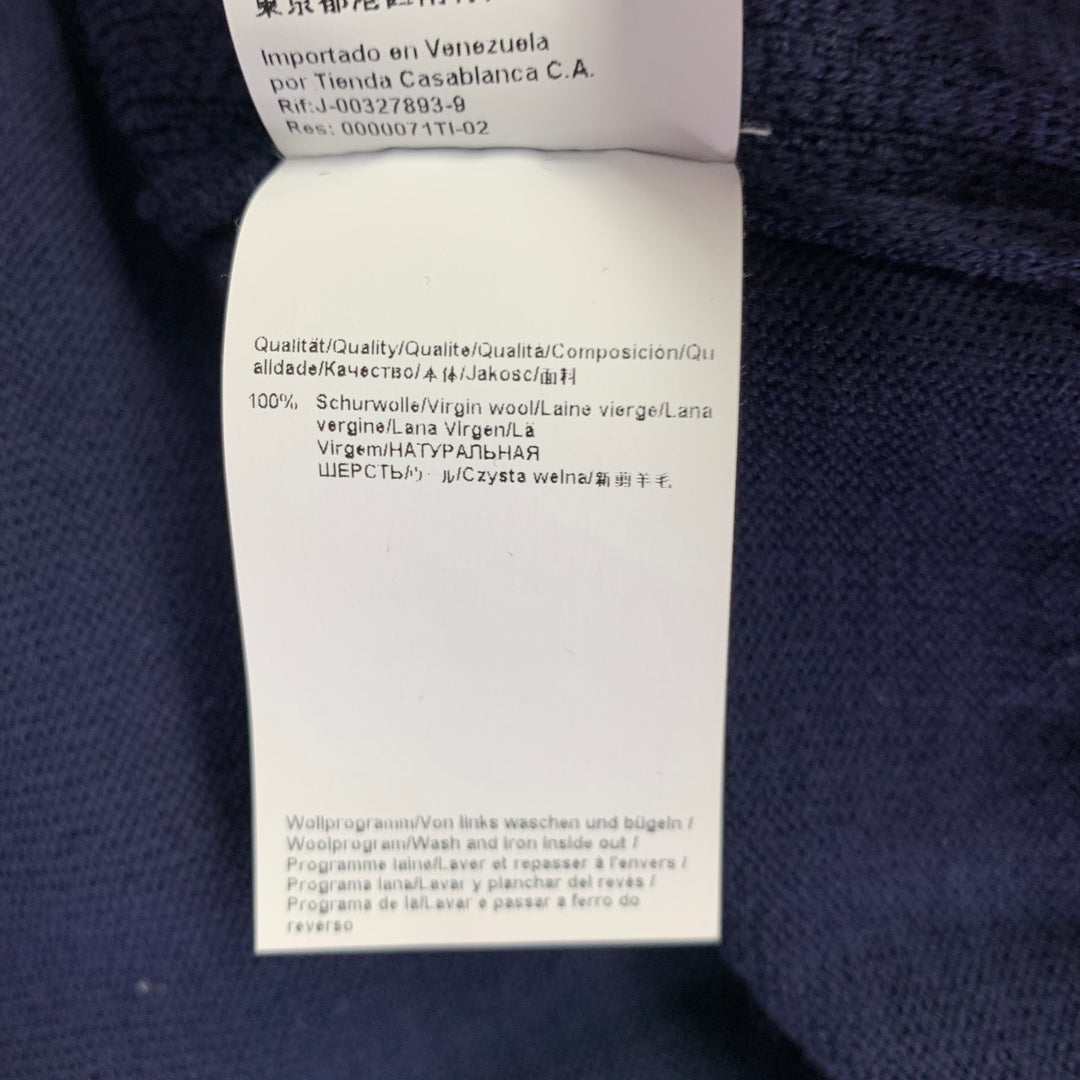 HUGO BOSS Size XL Navy Knit Wool Zip Up Cardigan