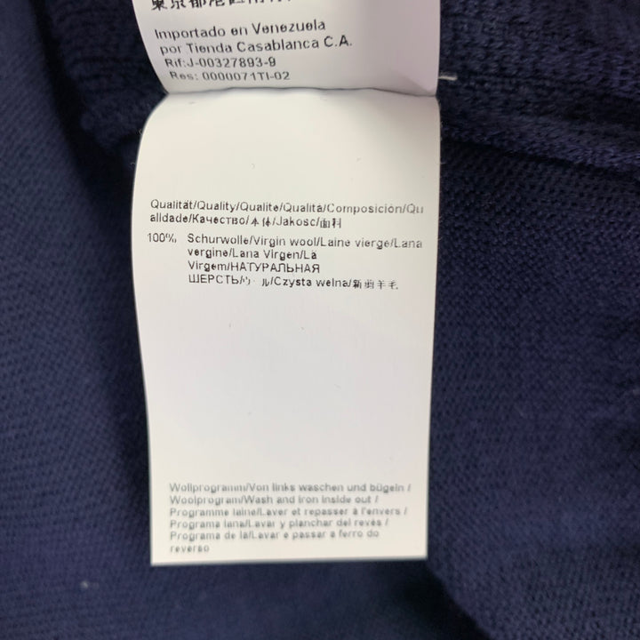 HUGO BOSS Size XL Navy Knit Wool Zip Up Cardigan