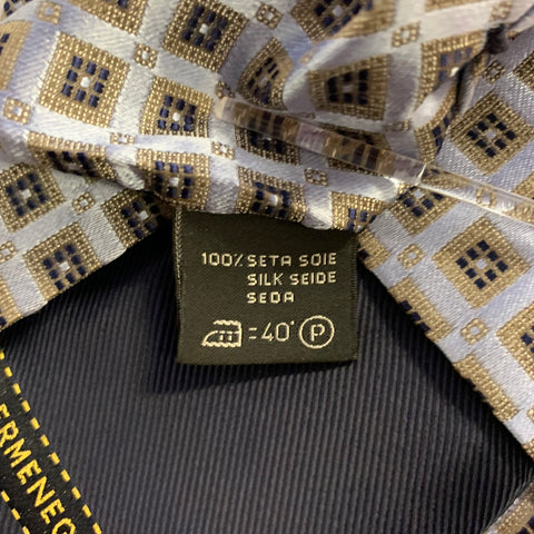 ERMENEGILDO ZEGNA Taille Unique Cravate en Soie Bleu Clair Marine