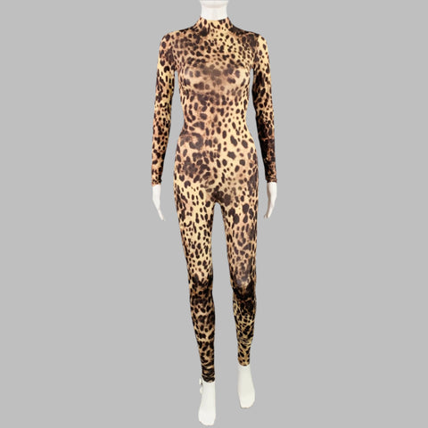 SKIMS Size S Brown Beige Polyamide Blend Animal Print Bodysuit