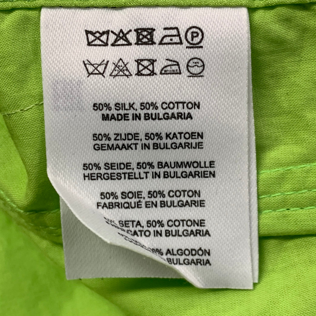 DRIES VAN NOTEN Size 36 Green Lime Silk Cotton Quilted Notch Lapel Jacket