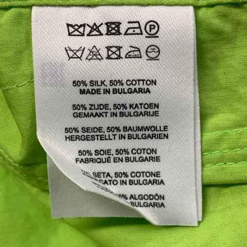 DRIES VAN NOTEN Size 36 Green Lime Silk Cotton Quilted Notch Lapel Jacket