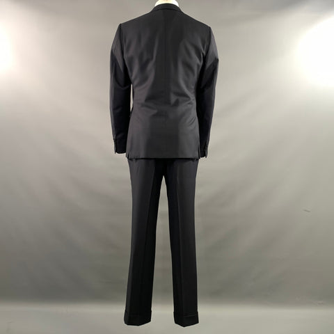 ERMENEGILDO ZEGNA Chest Size 40 Navy Solid Wool Notch Lapel 32 34 Suit