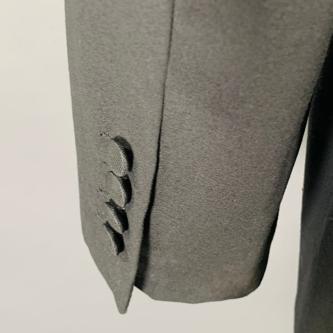 BRIONI Size 46 Black Wool Tuxedo Peak Lapel Sport Coat