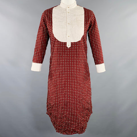 JUNYA WATANABE Size S Burgundy White Polyester Dots 3/4 Sleeves Midi Dress