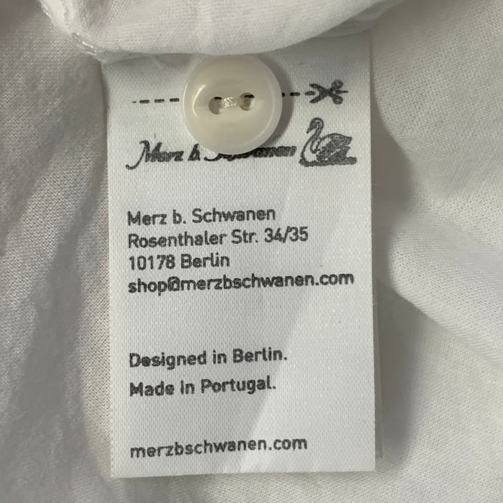 MERZ B. SCHWANEN Size XL White Organic Cotton One Pocket Oversized Short Sleeve Shirt
